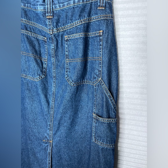 Vintage Bill Blass Long Denim Dark Blue Jean Skirt Size 10 Cotton Boho Western - Picture 8 of 11